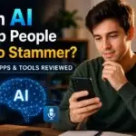 AI speech apps helping a person who stammers practice communication and build speaking confidence